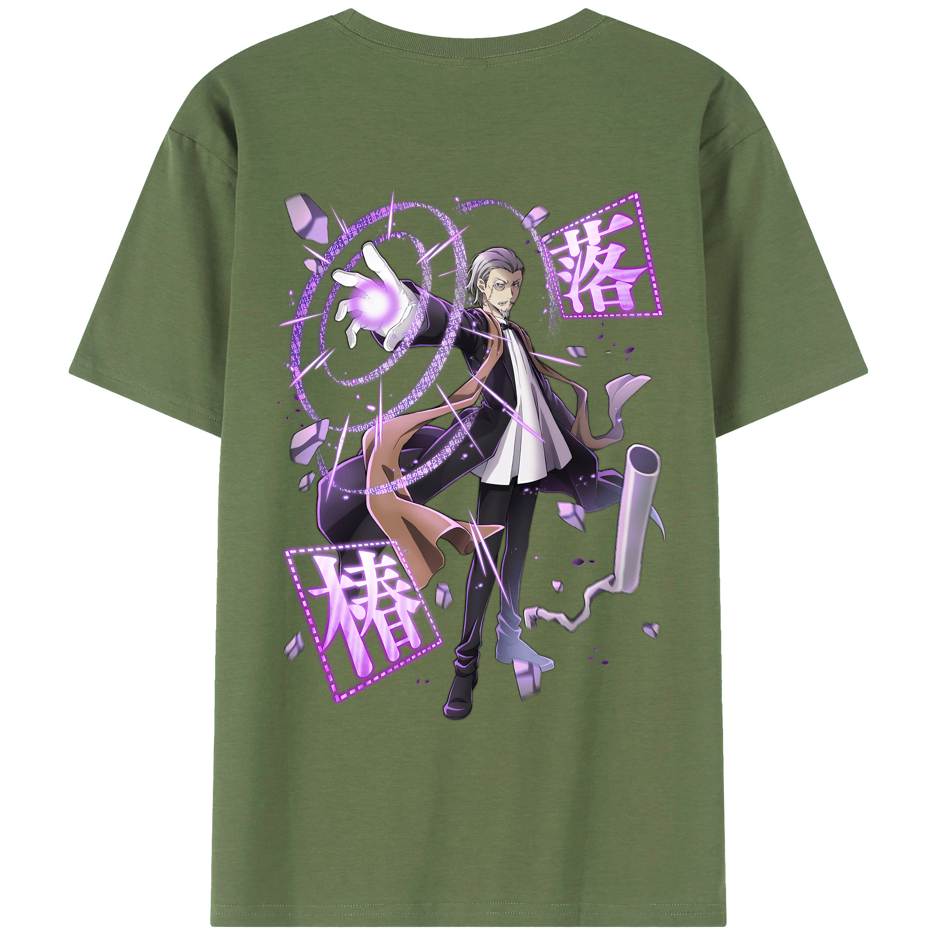 （画像用） 文豪ストレイドッグス Bungo Stray Dogs 綿100％ メンズ半袖Tシャツ（バックプリント） 通気性
